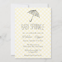015 Citrongul Paraply Rutig Baby Sprinkle-inbjudan
