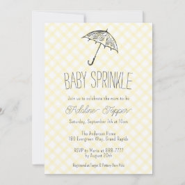 015 Citrongul Paraply Rutig Baby Sprinkle-inbjudan Inbjudningar