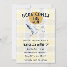 015 Lemon 020 Dimma Sol Randig Stork Barnkalas Inbjudningar