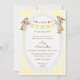 015 Limegul Gingham Sötnos Baby Shower Inbjudningar