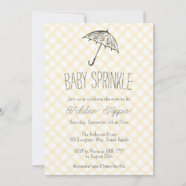 016 Guldgul Paraply Randig Baby Sprinkle Inbjudan