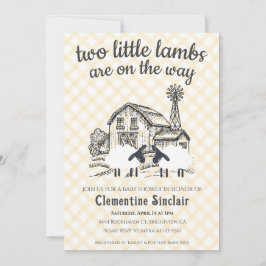 016 Marigold Little Lambs Farm Plaid Baby Shower Inbjudningar