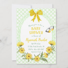 017 Moss Gul Tusenskönor Rosett Rutig Baby Shower Inbjudningar
