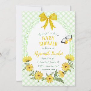 017 Moss Gul Tusenskönor Rosett Rutig Baby Shower Inbjudningar