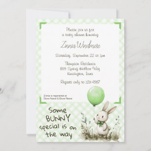 017 Mossgrön • Some Bunny Special Baby Shower Inbjudningar