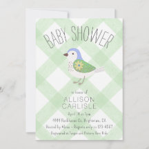 018 Gräs Söt Blommig Fågel Rutig Baby Shower