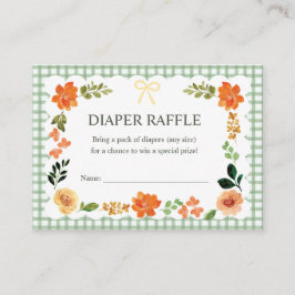 019 Forest Gingham Baby Shower Diaper Raffle Tilläggskort