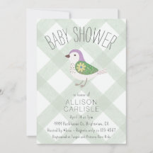 019 Skog Söt Blommig Fågel Rutig Baby Shower