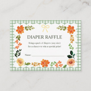 019 Skogsgingham Babyshower Blöja-Raffle Tilläggskort