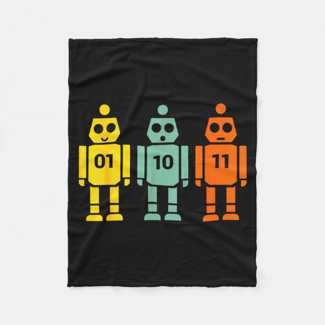 01 10 11 robot programmering roliga män kvinnor ba fleecefilt (Framsidan)