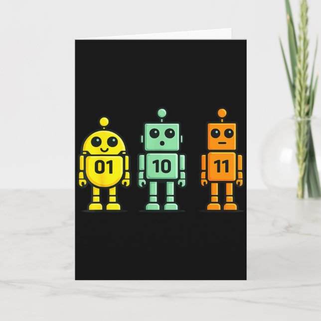 01 10 11 robot rolig binärkod robotar 01 10 1101 kort (Framsida)