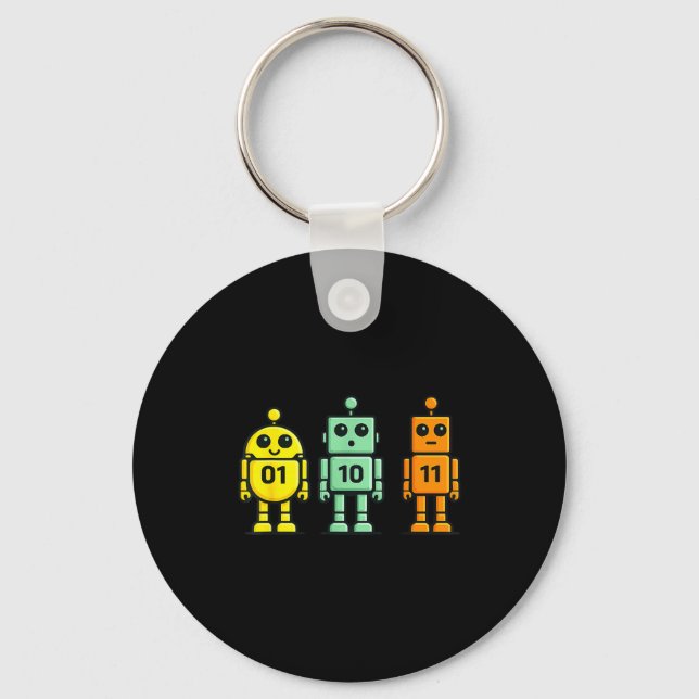 01 10 11 robot rolig binärkod robotar 01 10 1101 nyckelring (Framsida)