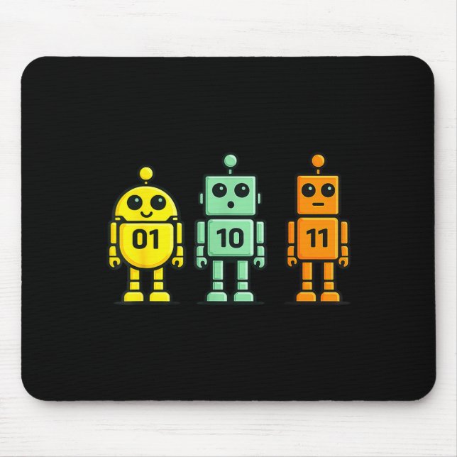 01 10 11 robot rolig binärkod robotar 01 10 11 musmatta (Framsidan)