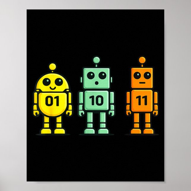 01 10 11 robot rolig binärkod robotar 01 10 11 poster (Framsidan)