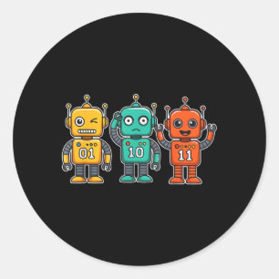 01 10 11 Robot Rolig för män kvinnor barn överleva Runt Klistermärke