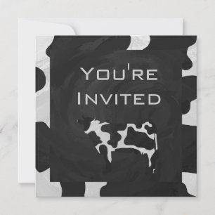 01 av 12Cow Black and White Monogram Inbjudningar