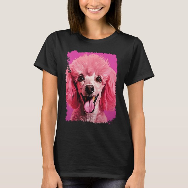 01 Hund Rosa Pudel T Shirt (Framsida)