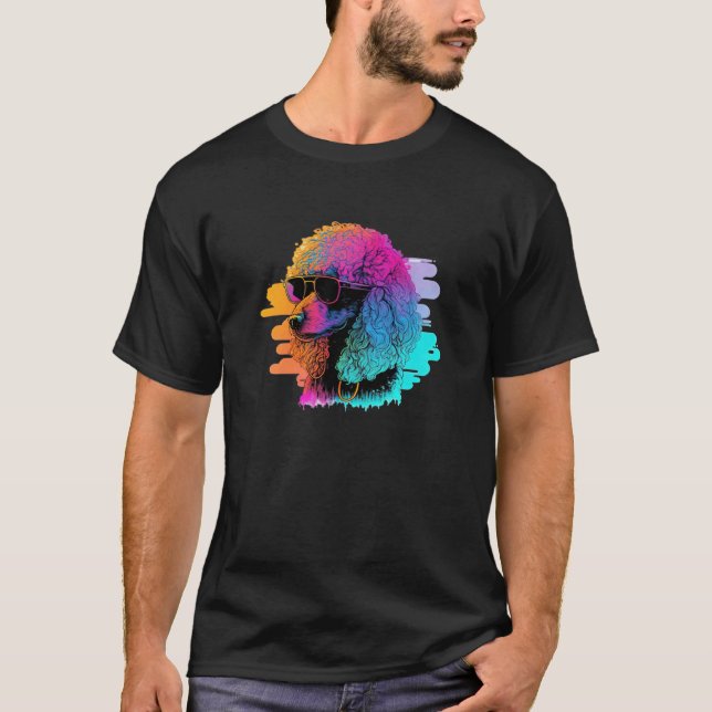 01 Poodle s Retro Synthwave-estetik T Shirt (Framsida)
