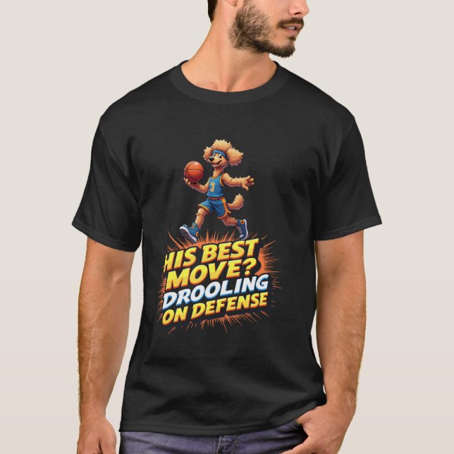 01 Rolig Basketpresent för Pudel Hundälskare T Shirt (Framsida)