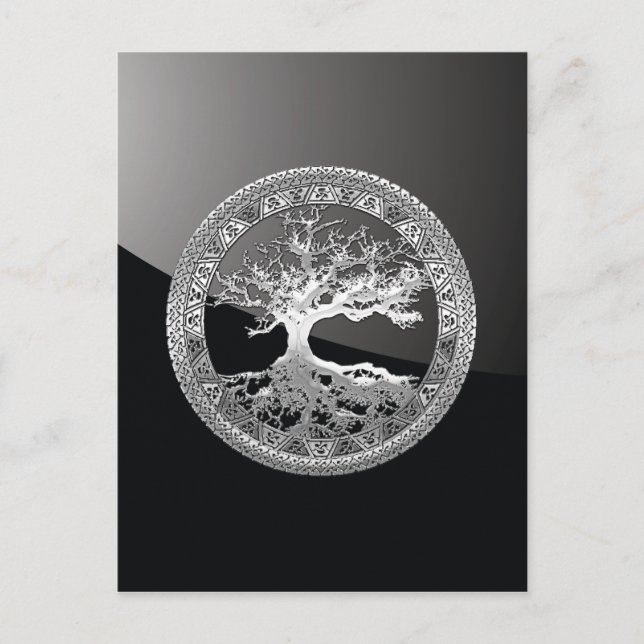 [01] Silver Celtic Livets träd Vykort (Framsida)