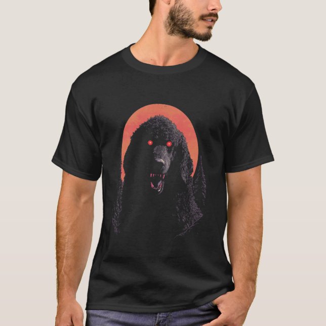 01 Svart Pudel Halloween T Shirt (Framsida)