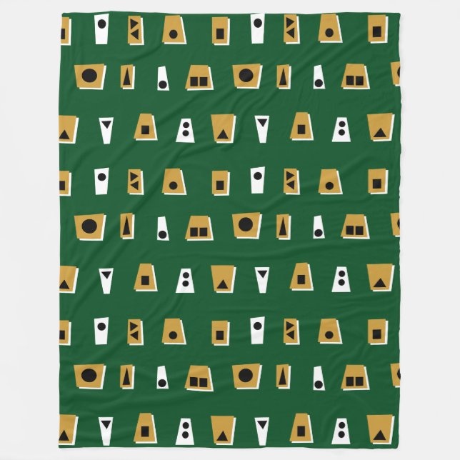 020216 - Guld Brown, White and Black on DK Grönt Fleecefilt (Framsidan)