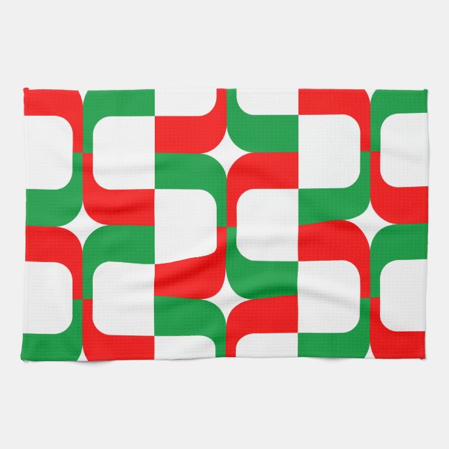 020614 - Röd och Grönt om vitt Kökshandduk (Horisontell)