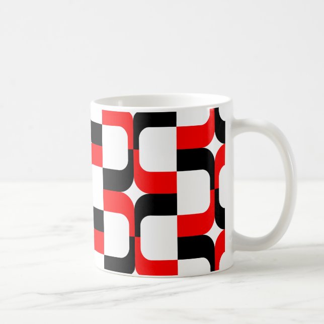 020614 - Röd och svart på vitt Kaffemugg (Höger)