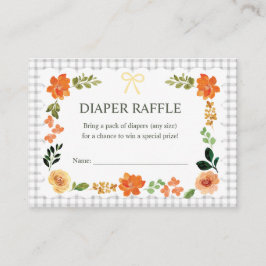 020 Fog Floral Gingham Baby Shower Diaper Raffle Tilläggskort