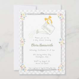 020 Grårutig vattenkanna för baby shower Inbjudningar