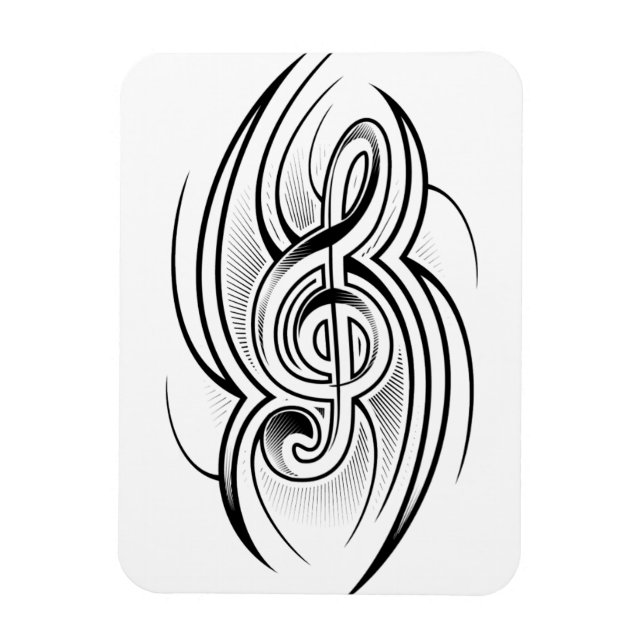 028 SVART VITE TREBLE CLEF TATTOO VECTOR DESIGN M MAGNET (Vertikal)
