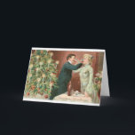 033 Vintage julkort Romantic Älskare par Helgkort<br><div class="desc">I år, skicka dina kära julkort som kommer att omhuldas för evigt. Det här hälsosamma kortet har en underbar utformning av vintagen från ett riktigt kort från de gamla brorna. Det här kortet är helt anpassade och tomt på insidan ge. Du har gott om utrymme för att skriva personligens meddelande!...</div>