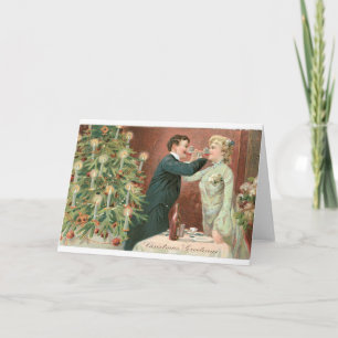 033 Vintage julkort Romantic Älskare par Helgkort