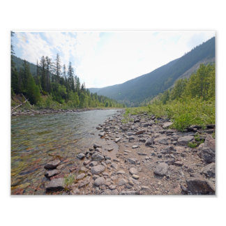 0374 8/12 floden Eagle Falls i Glacier Park. Fototryck