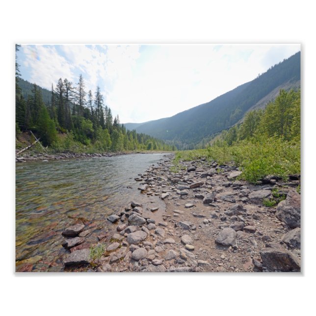 0374 8/12 floden Eagle Falls i Glacier Park. Fototryck (Framsidan)