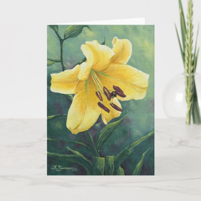 0422 Gult Lily Greeting Card Kort (Framsida)