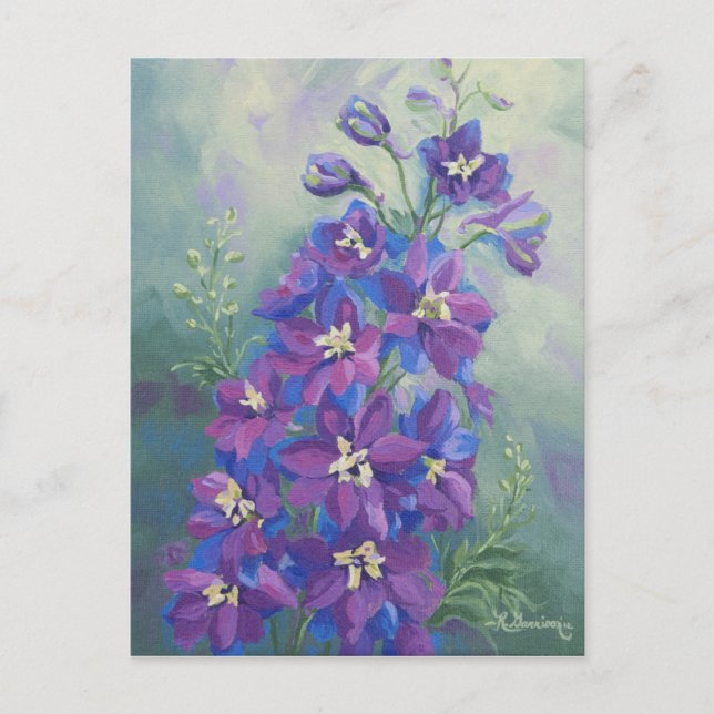 0429 Lila Delphinium Postcard Vykort (Framsida)