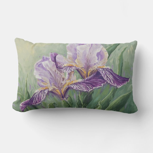 0455 purpurfärgade Irises Lumbarkudde (Framsida)