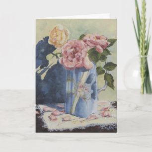0476 Engelska Rosor i Blå Pitcher Sympathy Card Kort