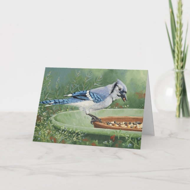 0481 Blue Jay vid matardagskort Kort (Framsida)