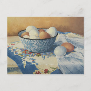0492 Ägg i blått Enamel Bowl-vykort Vykort