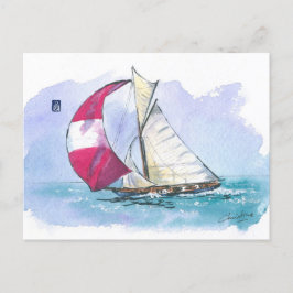 (049) Tävla Sailboat Vykort