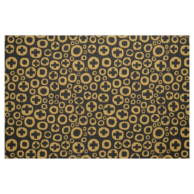 050215 - Guld Brown på svart Tyg (Fat Quarter)