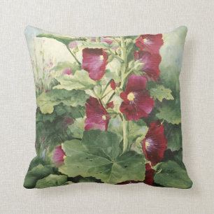 0536 Burgundi Hollyhocks Dekorativ kudde