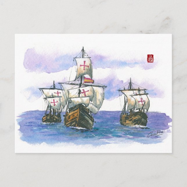 (057) La Nina, La Pinta, Santa Maria Sailcraft Vykort (Framsida)