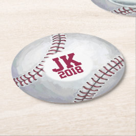 05 av 12 Anpassningsbar Baseball Party Underlägg Papper Rund