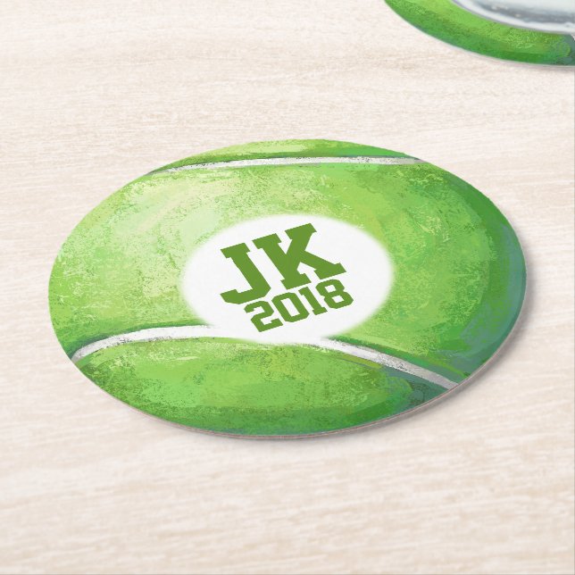 05 av 12 Engångsbart Tennis Boll party Underlägg Papper Rund (Vinklad)