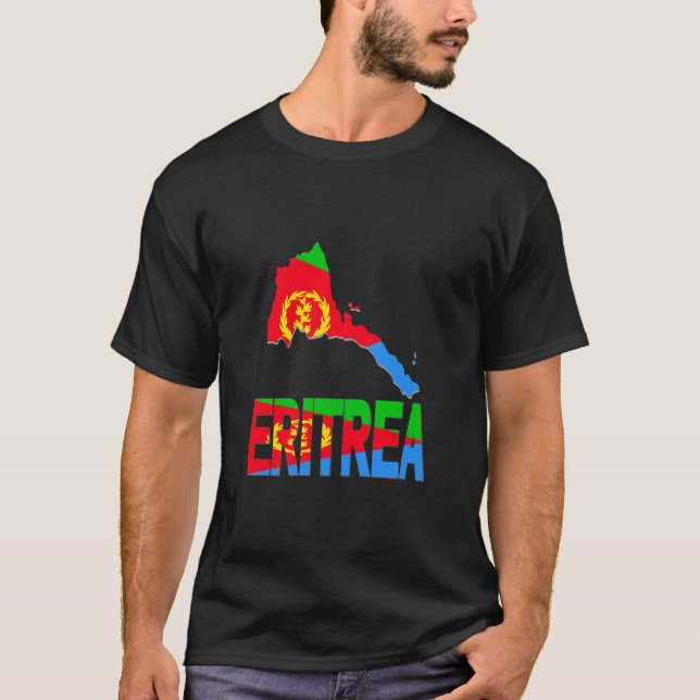06256 Eritrea Map Eritrean Flag Africa T Shirt (Framsida)
