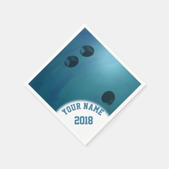 06of12 Blue Bowling Ball ThLED Napkins Pappersservett (Hörn)