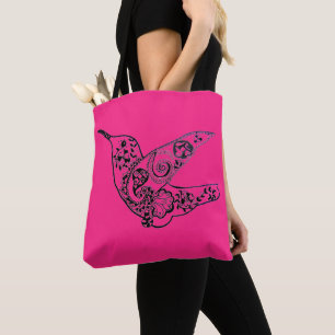 071 - Rosa Red Hummingbird Tote Bag Tygkasse